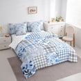 thumbnail image 2 of Erosebridal Floral Plaid Bedding Comforter Set for Girls, Blue Checkered Full Bedding Set, Reversible, 7-Piece, 2 of 5