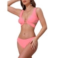 thumbnail image 4 of INSPIRAR CHIC Conjuntos de Bikini de Dos Piezas para Mujeres con Tiras Anchas, Corte en O, Cuello en V, Top con Cierre Trasero y Parte Inferior Triangular, Talla X-Large, Rosa Fluorescente, 4 of 5