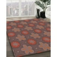 thumbnail image 3 of Ahgly Company Machine Washable Indoor Square Transitional Brown Red Area Rugs, 3' Square, 3 of 7