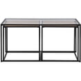 thumbnail image 1 of 3-Piece Industrial Tempered Glass Top Nesting Table Set in Rustic Oak, 1 of 6