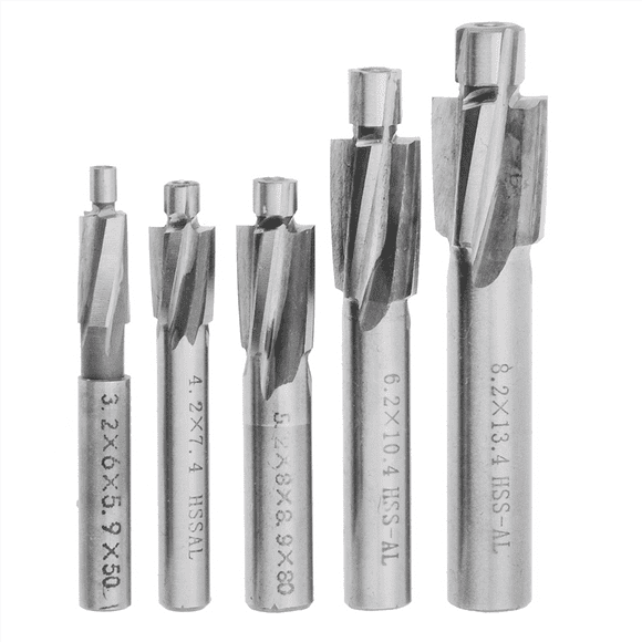 15Pcs HSS Counterbore End Mill M3-M8 Pilot Slotting Tool Milling Cutter Countersink End Mills