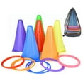 thumbnail image 1 of 16PCS Carnival Games Set Soft Plastic Ring Toss Game Sports Cones with Rings, 1 of 10