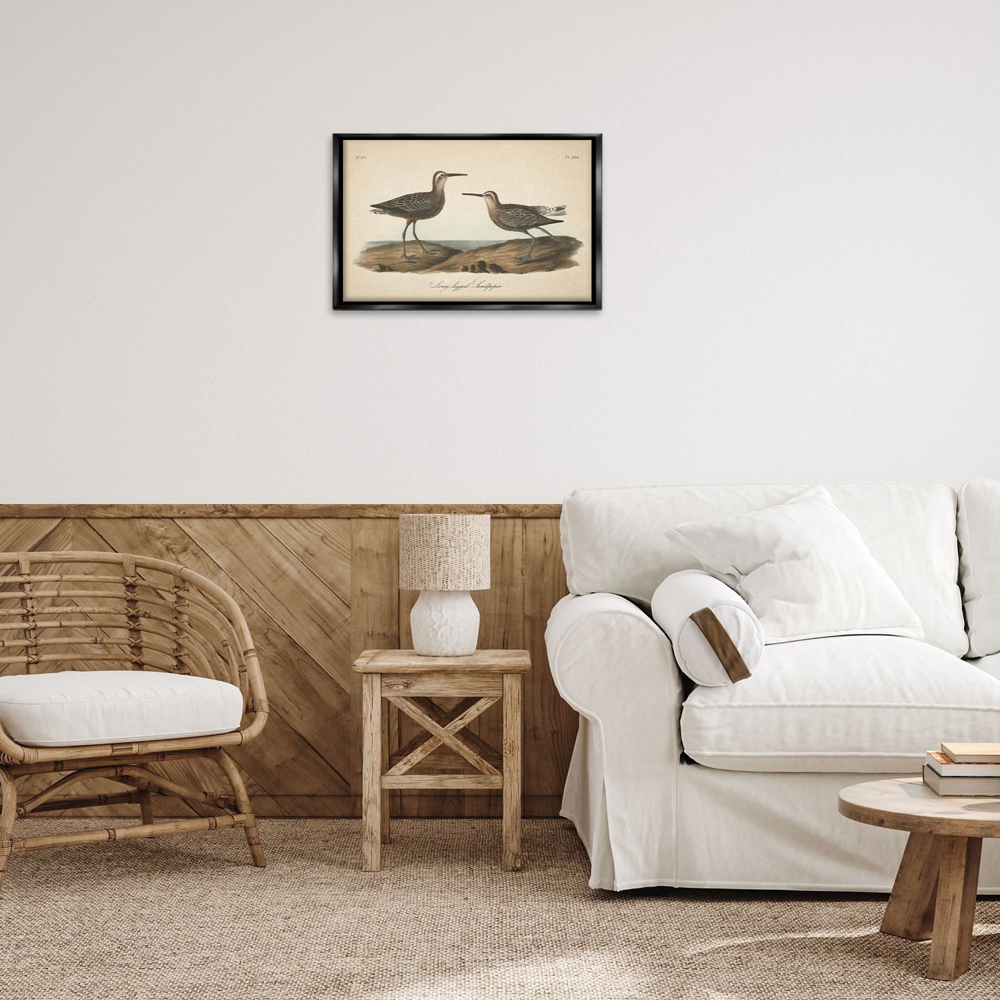 Stupell Industries Long Legged Sandpiper Animals & Insects Painting Black Floater Framed Canvas Art Print Wall Art, 25 x 17