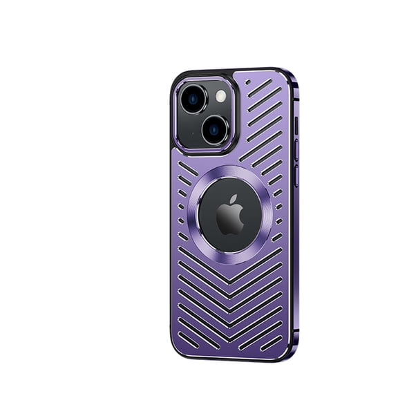 Magnetic Case iPhone 14, Ice Armor Cooling Heat Dissipation Aluminum Metal Frame Cover Compatible with MagSafe Wireless Charging Rugged Shockproof Case iPhone 14, Purple