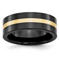 thumbnail image 1 of Ceramic Black 14k Gold Inlay 8mm Wedding Band Ring Man Precious Metal   For Dad Mens  For Him, 1 of 11