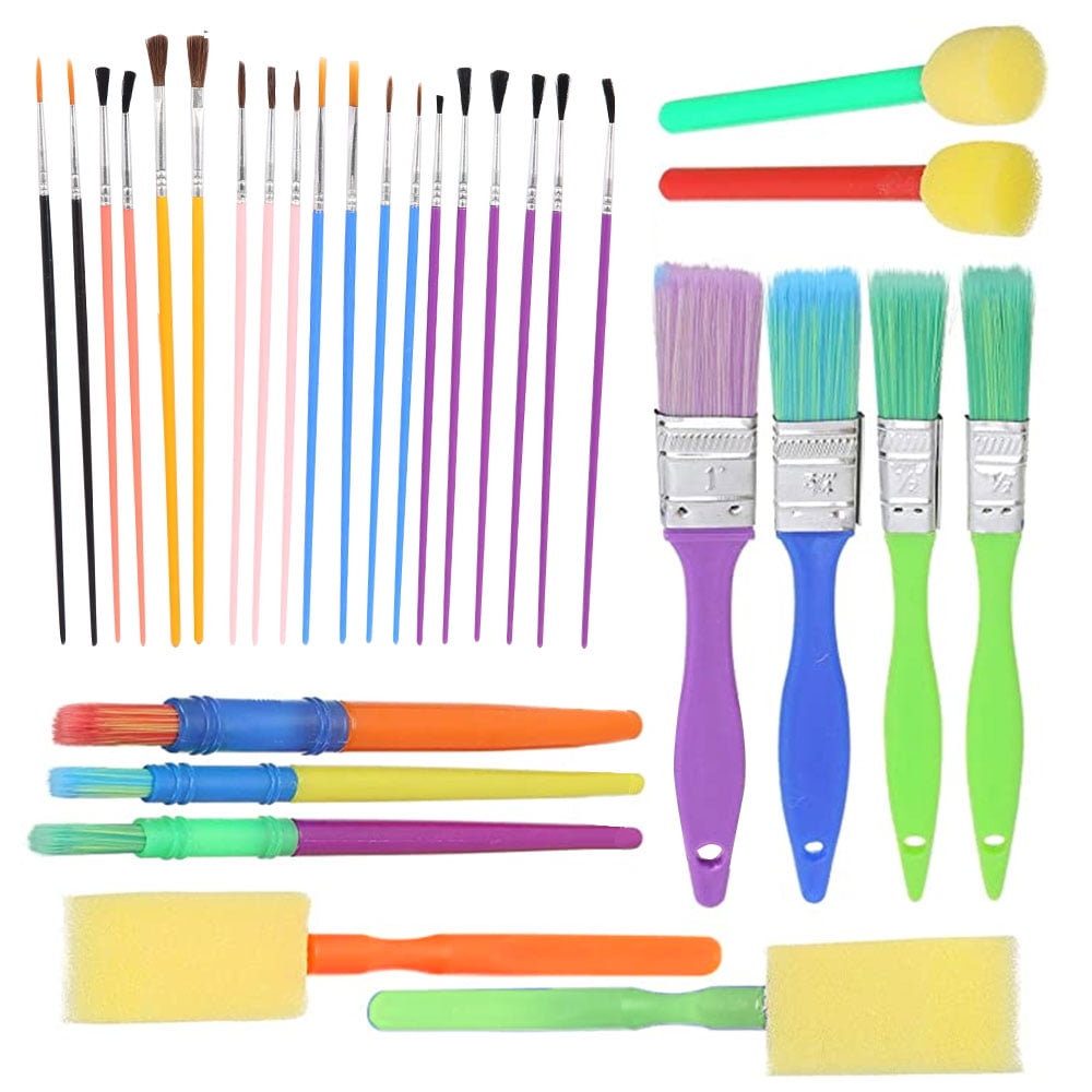 30Pcs Kids Paint Brush Sponge Painting Brush Tool Set for Children