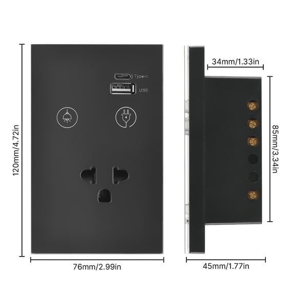 Smart socket,Wall Switch Wifi Wall Switch App Type-c Usb Wire Required Socket Remote Panel Usb Outlet App Voice Wall Switch 1 Way Tempered Switch With Tempered Remote Wire
