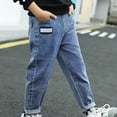 thumbnail image 2 of RUTAYY Toddler Boys Jeans Summer Trousers Elastic Waist Boys Jeans Casual With Pocket Baggy Pants Vintage Outdoor Hop Streetwear Work Trousers Children Size 100 16 Comfort Pants, 2 of 4