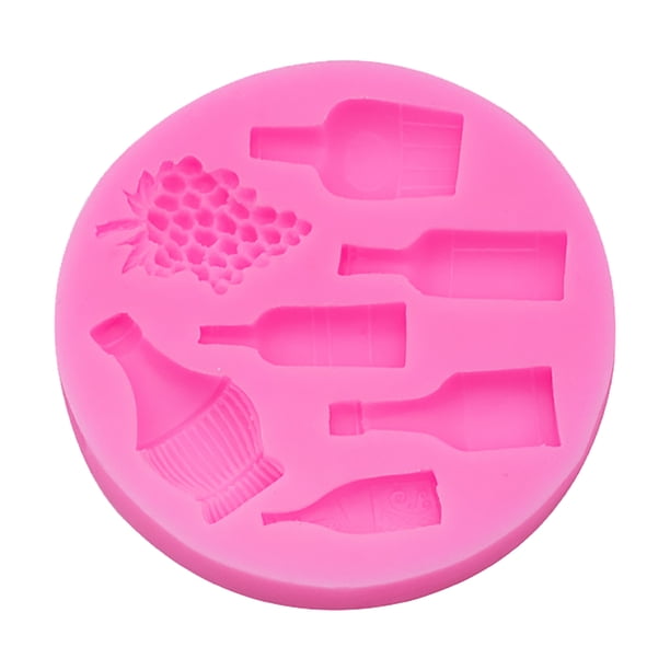 Moldes de silicona para repostería - Uvas/Botella de vino, para decoración de chocolate/tartas, 9x9x1,5cm
