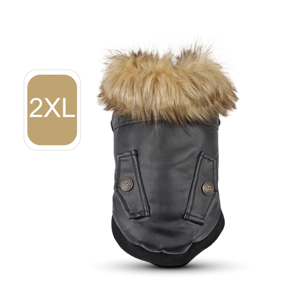 Pet Dog Leather Winter Coats Warm Puppy Jackets Clothes for Small to