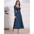 thumbnail image 4 of IDOPIP Women's Fall Floral Corset Dress Long Sleeve Satin Maxi Dress Elegant Wedding Guest Dresses, 4 of 8