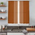 thumbnail image 5 of Burnt Orange Beige Striped Sheer Curtains 54 Inches Long, Modern Farmhouse Retro Lines Light Filering Curtains, Breathable Simi Curtain Privacy Drapes for Kitchen Bathroom Small Window Treatment, 5 of 9
