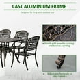 thumbnail image 3 of Outsunny 7-Piece Patio Dining Set, Cast Aluminum Outdoor Furniture Set with 6 Armchairs, 1 Table and Umbrella Hole, Bronze, 3 of 9