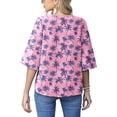 thumbnail image 7 of Anygrew Womens Tops Summer Blouses V Neck Batwing Sleeve Tops Tie Knot Chiffon Button Down Casual Blouse, 7 of 7