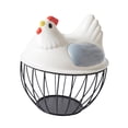 thumbnail image 2 of Cesta para almacenar huevos de gallina, cesta para huevos con tapa en forma de gallina, contenedor para recoger huevos, cestas para despensa, encimera de cocina Tapa gris, 2 of 8