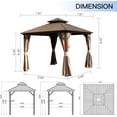 thumbnail image 4 of Domi 8’ X 8’ Hardtop Gazebo Canopy with Netting & Curtains, Outdoor Aluminum Gazebo with Galvanized Steel Double Roof for Patio Lawn and Garden, Brown, 4 of 7