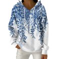 thumbnail image 3 of Women's Fashion Casual Floral Print Pullover Long-Sleeve Hooded Sweatshirt, Beautiful Fall Winter Top with Soft Material and Elegant Design for Seasonal Wear,Sky Blue,L, 3 of 6