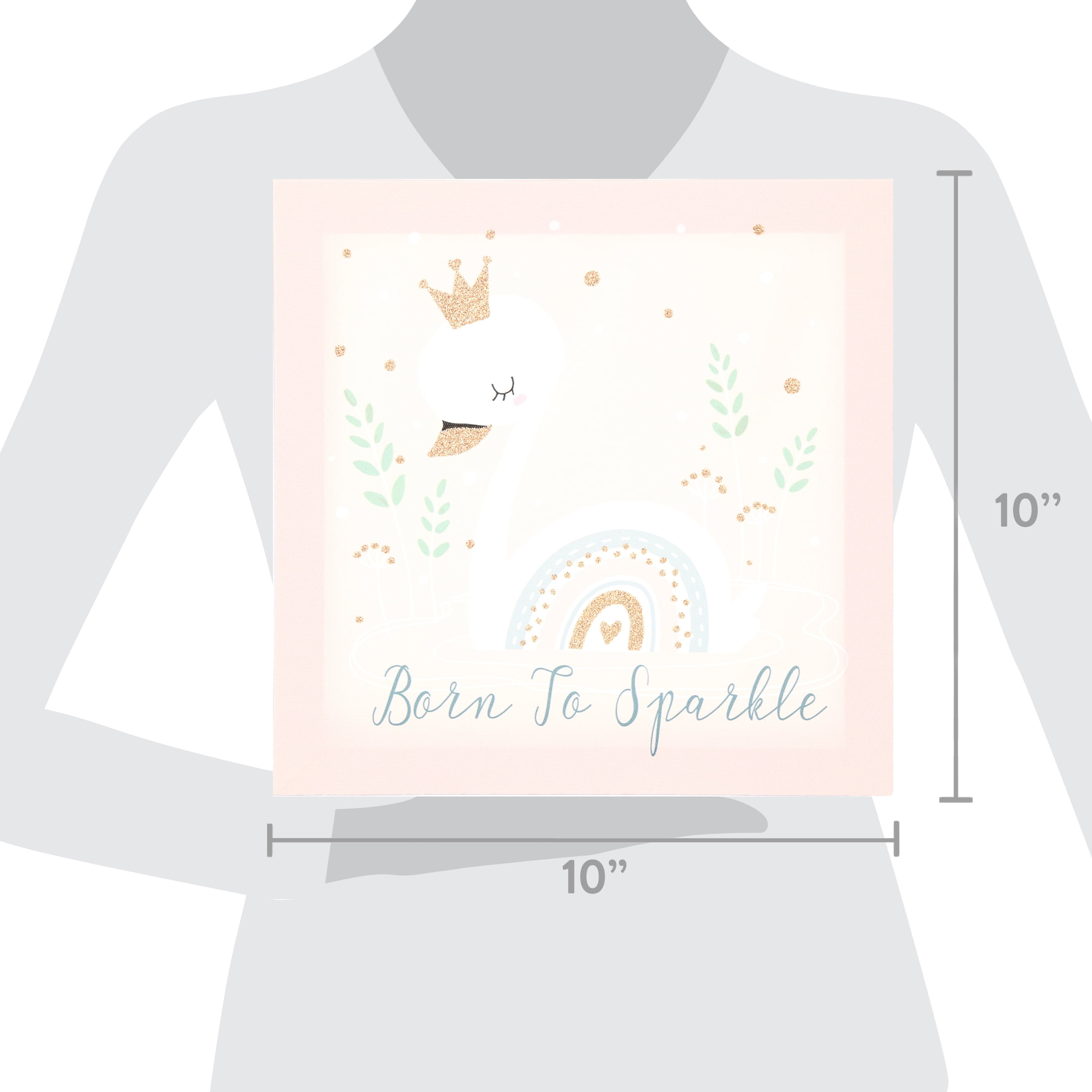 American Kids Born to Sparkle Pink Canvas Wall Art for Nursery Room Décor