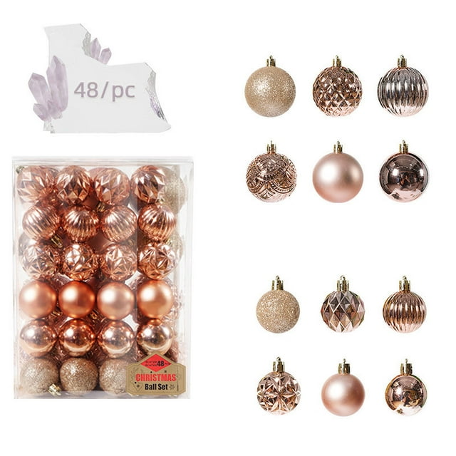 Room Decorations 48PCS Christmas Ball Ornaments Christmas Tree Decoration Holiday Multiple Styles Ornaments For Christmas Trees Party Ball Decoration Home Decor Living Room on Clearance