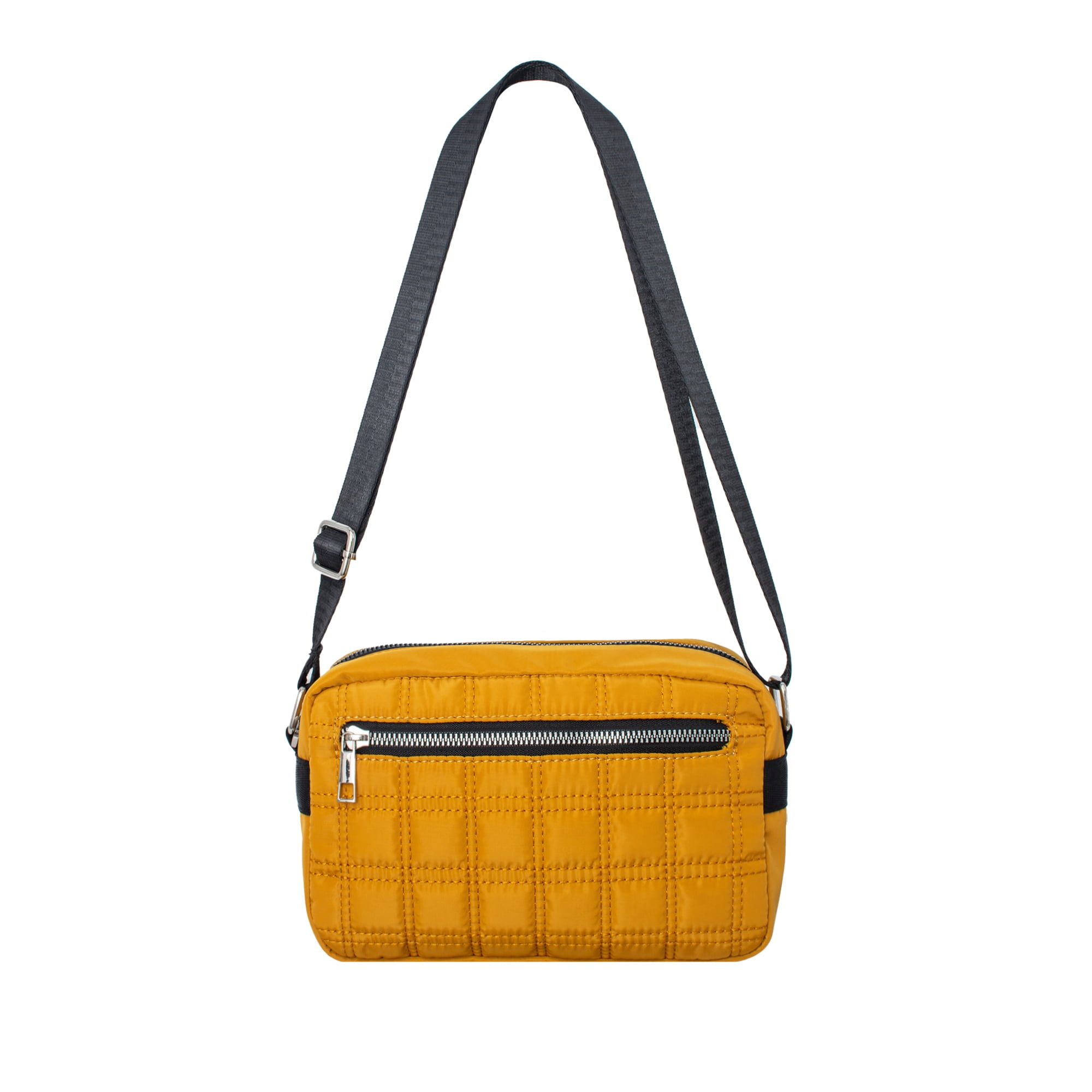 Mudd Women's Yellow Nylon Quilted Everyday Crossbody Bag withAdjustable Strap