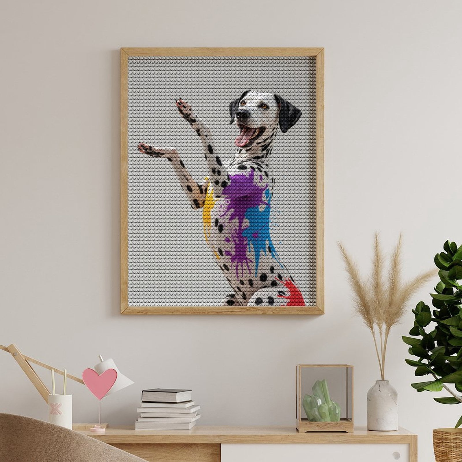 Diamond Art Kit for Adults, Dalmatian Colorful Fun Painted Paws Diamond Painting for Adults Beginners, 5D DIY Diamond Art Painting Kits, Colorful Diamond Painting Craft for Home Decor 12x16