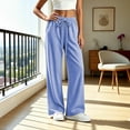 thumbnail image 6 of VBVC Women's Ribbed Wide Leg Lounge Pants , Casual Drawstring Loose Fit Trousers For Women , Ladies' Lightweight Sweatpants with Pockets, Blue , S-2XL, 6 of 7