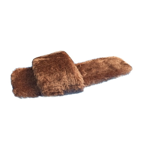 

nsendm Slippers for Women with Arch Support Flat Women s Color Comfortable Furry Slippers Furry Slippers Women Brown 8