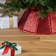 thumbnail image 2 of Northlight 26" Glittery Red Fabric Hexagonal Christmas Tree Collar, 2 of 6