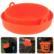 LEORX 1Set Portable Silicone Bucket for BBQ Cooking Orange