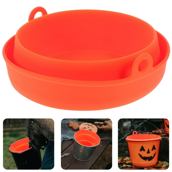 LEORX 1Set Portable Silicone Bucket for BBQ Cooking Orange