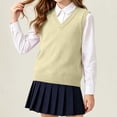 thumbnail image 2 of Husipze Sleeveless Sweater Vest for Girl Knit School Uniform Pullover Lightweight Breathable Preppy Layering Top Gold 5-6 Years, 2 of 9