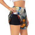 thumbnail image 3 of Lsque Dog Guitar Starry Night Printed Women's Running Shorts with Liner Pockets,Elastic Quick Dry Workout Athletic Gym Yoga Shorts,Womens High Waist Shorts-, 3 of 9