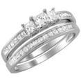 thumbnail image 2 of Sparkling Inexpensive Diamond Bridal Ring Set 2 Carat Princess Cut Diamond on Gold, 2 of 2