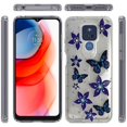 thumbnail image 3 of Phone Case for Motorola Moto G Play (2021)/ Cricket Wireless Moto G Play, Transparent Hybrid Case Cover + Tempered Glass (Purple-Blue Butterfly), 3 of 5