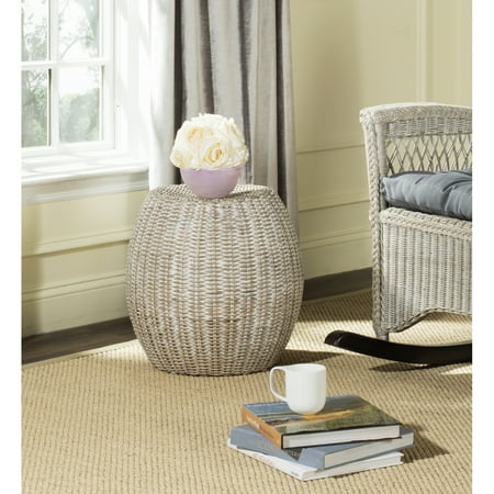 SAFAVIEH Remi Traditional Rattan End Table Antique/Grey