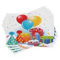 thumbnail image 1 of Ambesonne Party Place Mats Set of 4, Pie Hats Presents Ballons, Standard Size, Multicolor, 1 of 6