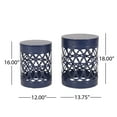 thumbnail image 3 of GDF Studio Pellerin Outdoor Metal Side Tables, Set of 2, Navy Blue, 3 of 7