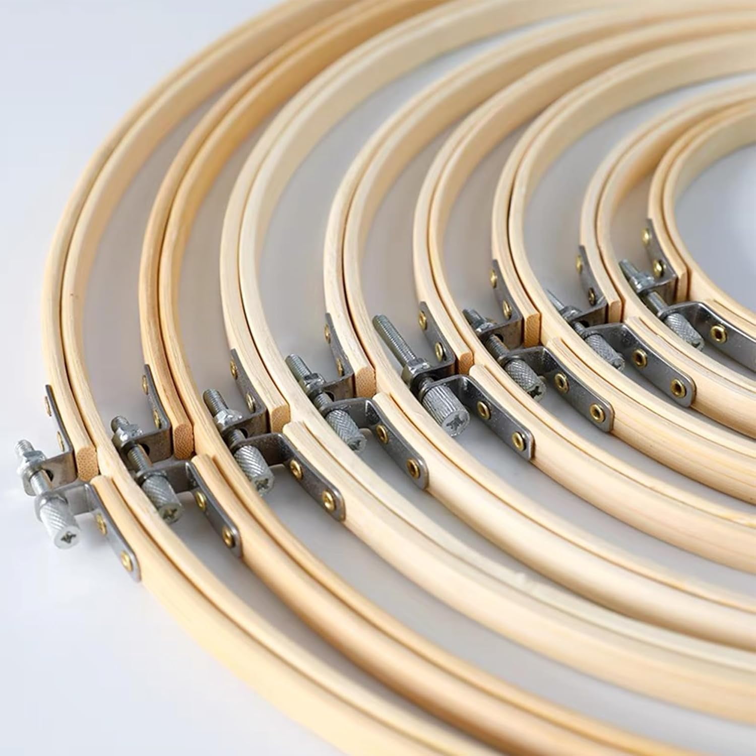12 Inch Bamboo Embroidery Hoops: 6 Pieces Wooden Large Embroidery Hoop Cross Stitch Hoop, Round Adjustable Bamboo Circle Embroidery Frame Ring for Art Craft Sewing