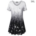 thumbnail image 1 of Camiseta de mujer Blusa informal con estampado degradado Vestido suelto con cuello en V, Negro, 3XL Inevent AP001902-06, 1 of 5