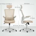 thumbnail image 2 of Ergonomic Beige Office Chair with Adjustable Lumbar & Headrest - Swivel Desk Task Chair for Home Office & Study - Flip-Up Armrests, Mesh Back & Linen Seat, 2 of 7