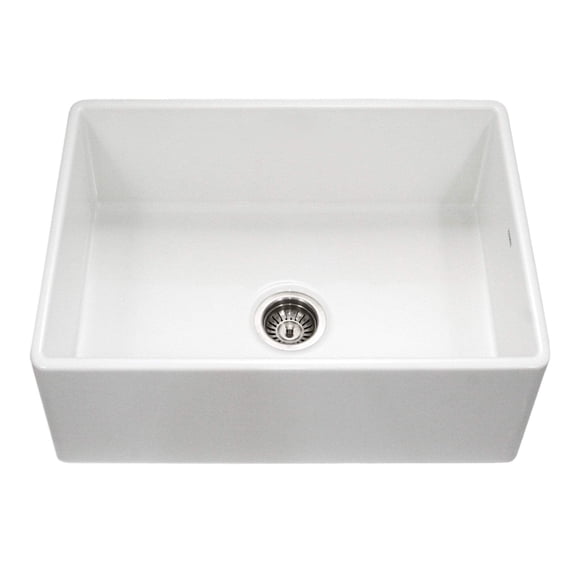Houzer Platus 30 in White Fireclay Apron Front Farmhouse Single Bowl Kitchen Sink - PTS-4100 WH