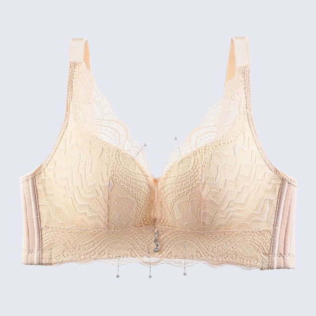 LOVZFMLL Bras for Women Woman's Solid Color Printing Large Size Ventilate Bra Without Steel Rim Beige XL