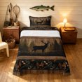 thumbnail image 2 of Manfei Vintage Deer Twin Sheets, Tribal Camo Plant Bedding, Dark Brown, 3 Pieces, 1 Flat Sheet, 1 Fitted Sheet and 1 Pillowcase, 2 of 6