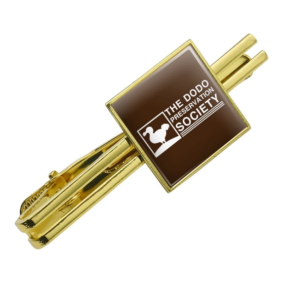 Dodo Bird Preservation Society Square Tie Bar Clip Clasp Tack- Silver or Gold