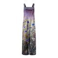thumbnail image 4 of ICHUANYI Clearance Women's Printed Jumpsuit Casual Button Pocket Sleeveless Wide Leg Trousers(Purple, XL) ICHUANYI WER2023080903753, 4 of 6