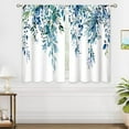 thumbnail image 4 of Teal Eucalyptus Botanical Leaves Floral Small Kitchen Curtains Blue Flower Window Treatment Wildflower Plant Cafe Short Window Curtains for Bathroom Room Tier Treatment Drapes 26x24 inch, 4 of 6