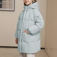 thumbnail image 4 of ATOGUTA Girls Puffer Coat Long Quilted Puffer Jacket Warm Hooded Parka Snow Coats Size 3T-13 Blue, 4 of 6