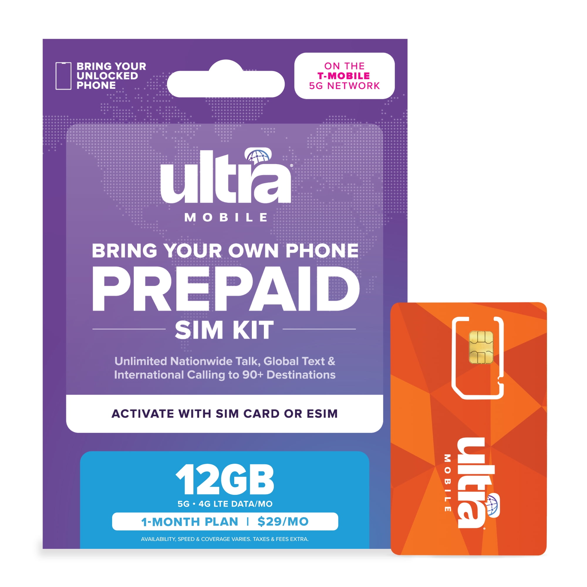 Ultra Mobile 30 Day Wireless Prepaid SIM Card Kit, 12GB Plan