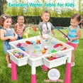 thumbnail image 3 of Toddlers Activity Table 7 in 1 Kids Activity Table and Chairs Set with 152Pcs Large Marble Run Building Blocks, Sand/Water Table, Kids Learning Play Table Toys for Girls Boys Toddler Pink, 3 of 7