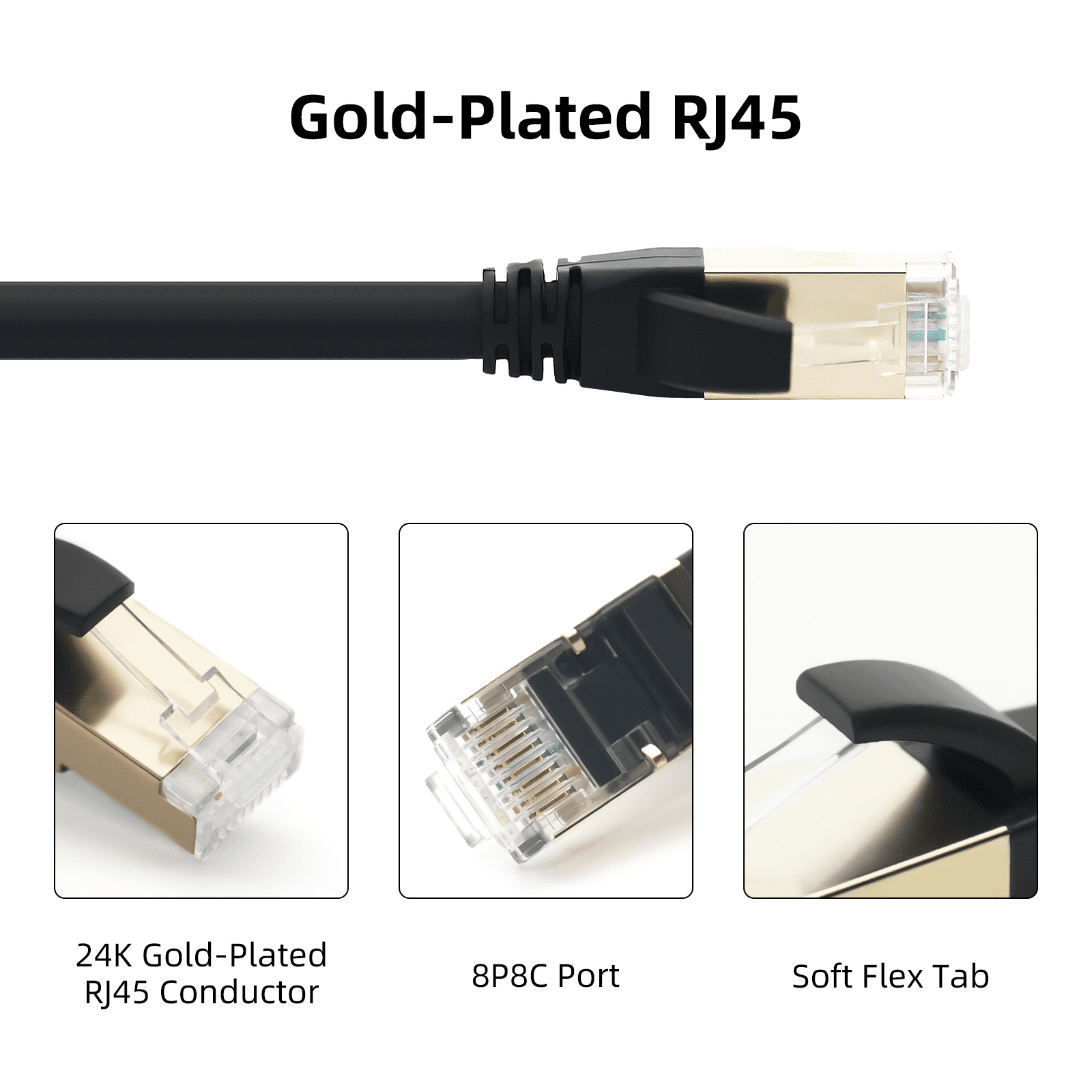 Dutevolns Cat 8 Ethernet Cable 49.2 FT High Speed LAN Network Cable, 40Gbps Gold Plated RJ45 for Xbox, PC, Mac, PS4